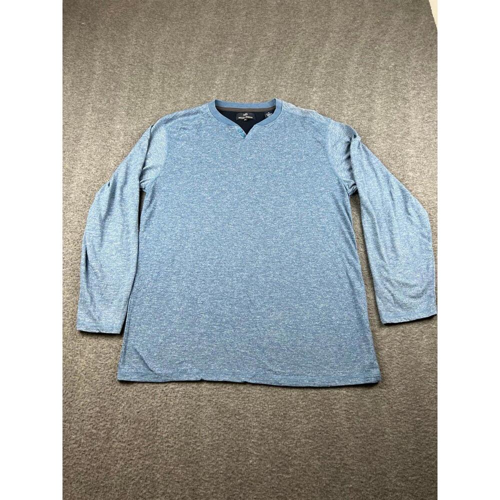 Michael Brandon Mens XL Long‎ Sleeve Henley Shirt Blue